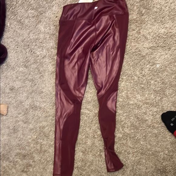 Maroon Faux Leather Leggings - Picture 1 of 3